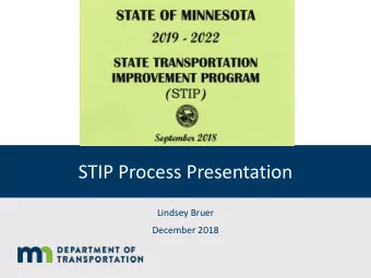 STIP Process Presentation  Lindsey Bruer  December 2018  What is the STIP?  2  How is it developed?