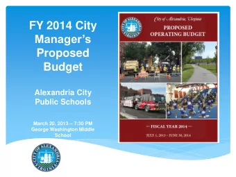 Alexandria City  Public Schools March 20, 2013  7:30 PM  George Washington Middle  School