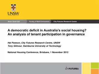 A democratic deficit in Australias social housing? An analysis of tenant participation in