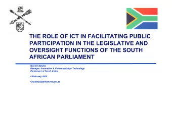THE ROLE OF ICT IN FACILITATING PUBLIC  PARTICIPATION IN THE LEGISLATIVE AND  OVERSIGHT FUNCTIONS
