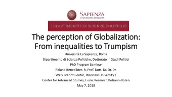 The perception of  of Globalization:  :  From in  inequalities to  to Trumpism  Universit La