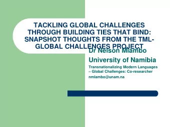 THROUGH BUILDING TIES THAT BIND:  SNAPSHOT THOUGHTS FROM THE TML-  GLOBAL CHALLENGES PROJECT  Dr