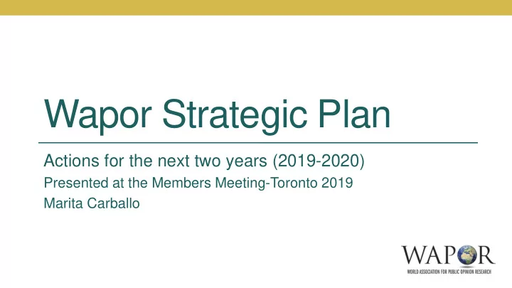 wapor strategic plan