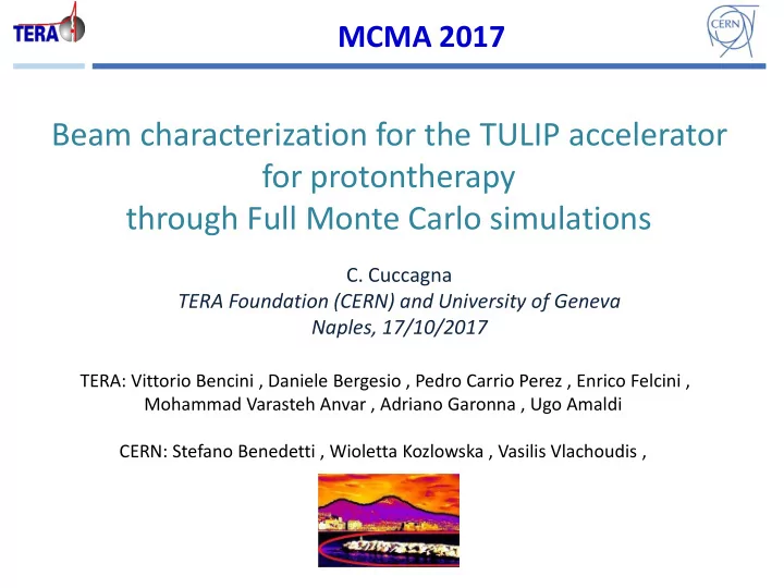 beam characterization for the tulip accelerator