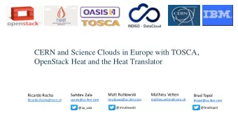 CERN and Science Clouds in Europe with TOSCA,  OpenStack Heat and the Heat Translator  Matt