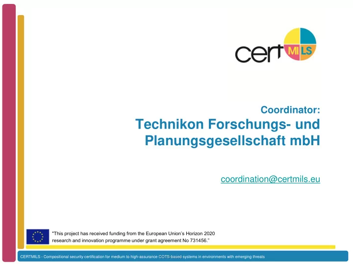 coordination certmils eu this project has received