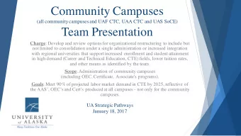 Community Campuses  (all community campuses and UAF CTC, UAA CTC and UAS SoCE)  Team Presentation