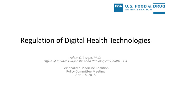 regulation of digital health technologies