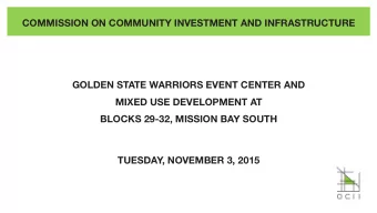 COMMISSION ON COMMUNITY INVESTMENT AND INFRASTRUCTURE  GOLDEN STATE WARRIORS EVENT CENTER AND
