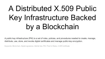 A Distributed X.509 Public  Key Infrastructure Backed  by a Blockchain  A public key infrastructure