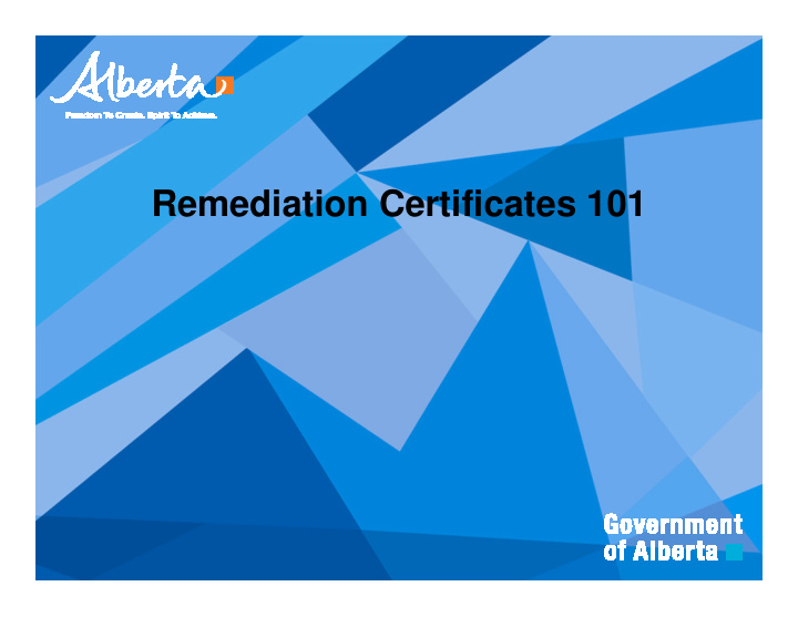 remediation certificates 101 outline