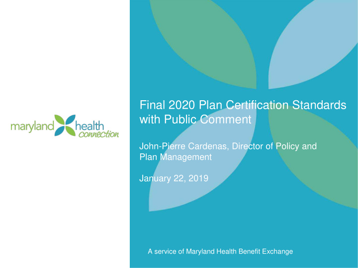 final 2020 plan certification standards with public