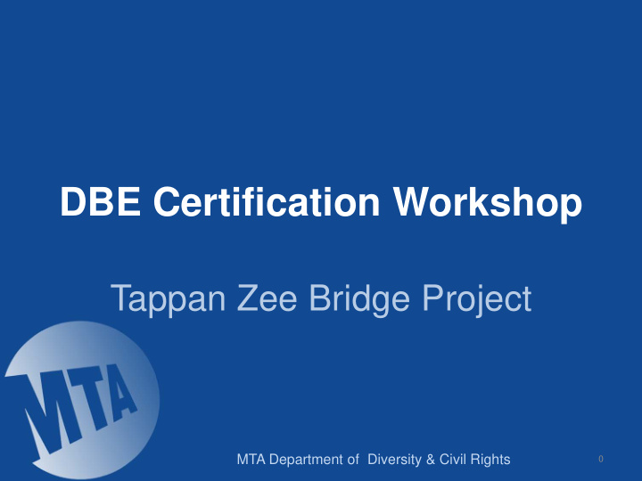 dbe certification workshop