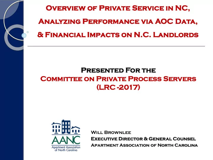 over ervie iew w of private e ser ervice ice in nc nc