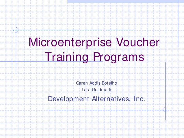 microenterprise voucher training programs