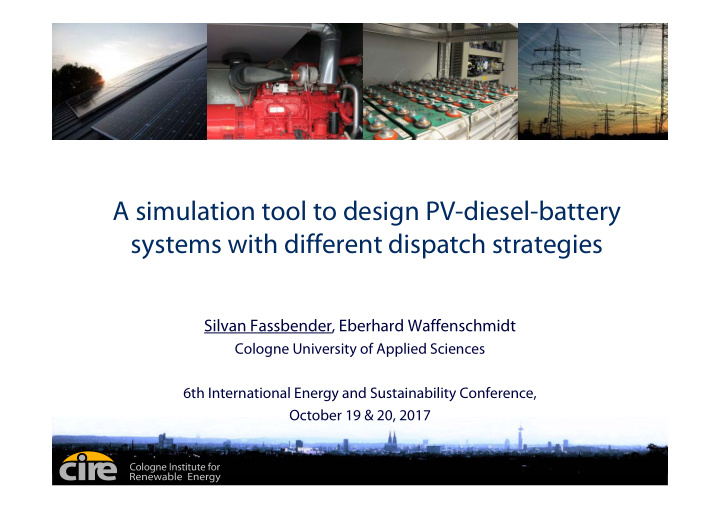 a simulation tool to design pv diesel battery systems