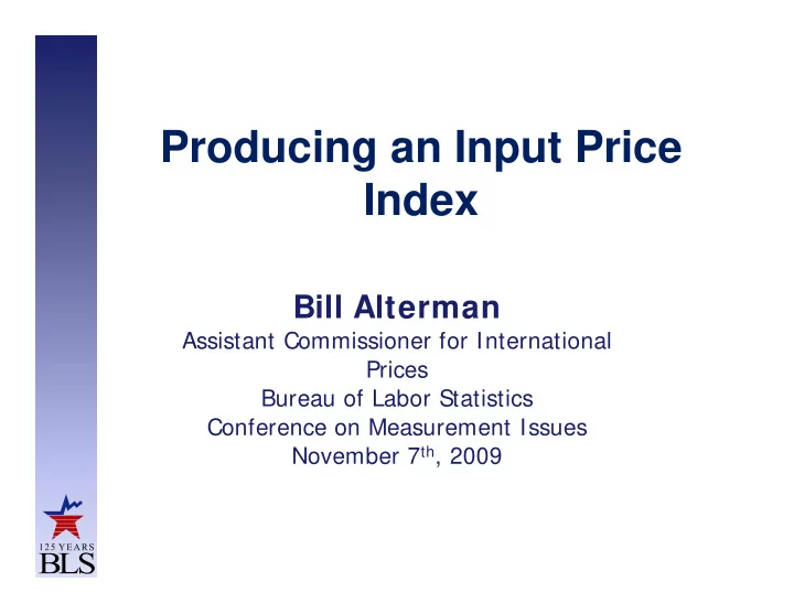 producing an input price index