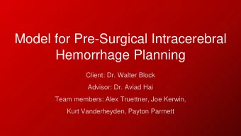 Model for Pre-Surgical Intracerebral  Hemorrhage Planning  Client: Dr. Walter Block  Advisor: Dr.