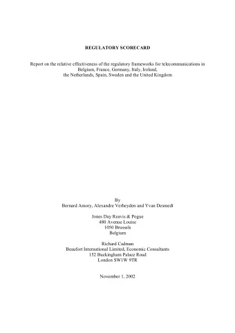 REGULATORY SCORECARD  Report on the relative effectiveness of the regulatory frameworks for