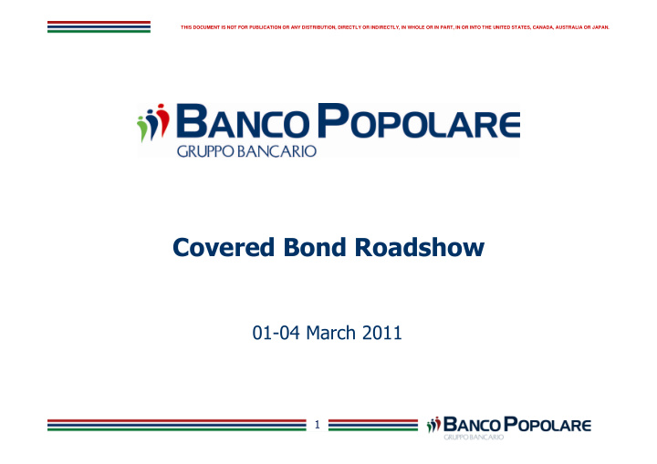 covered bond roadshow