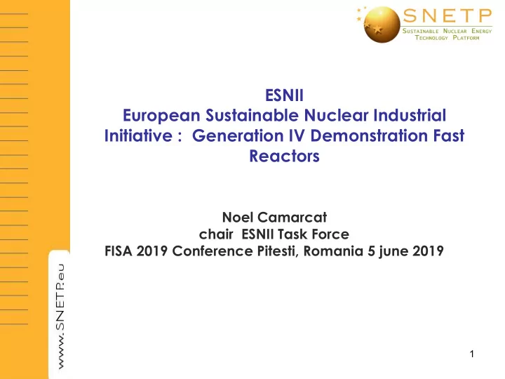 esnii european sustainable nuclear industrial initiative