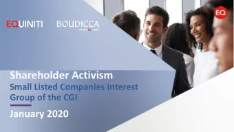 Shareholder Activism  Small Listed Companies Interest  Group of the CGI  January 2020  Shareholder