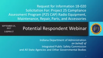 Potential Respondent Webinar  2017  3:00PM ET  Indiana Department of Administration  on behalf of
