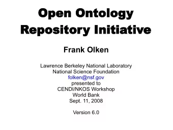 Open Ontology  Repository Initiative  Frank Olken  Lawrence Berkeley National Laboratory  National