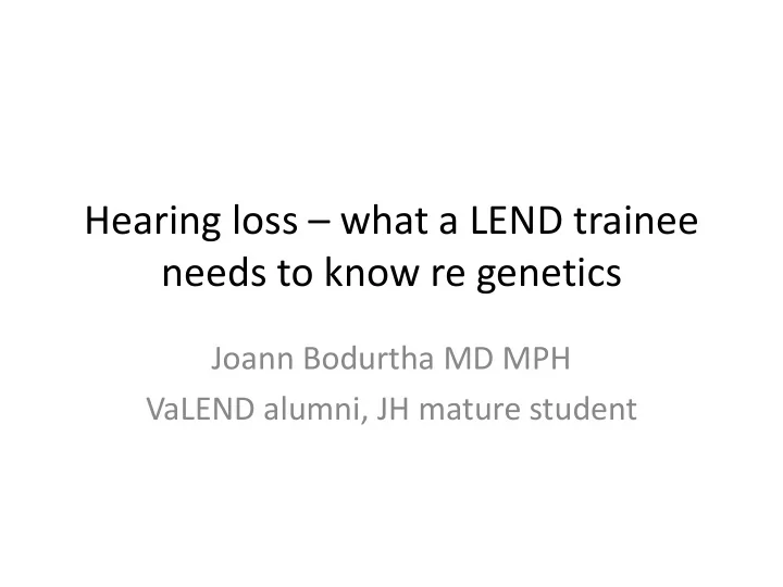 needs to know re genetics