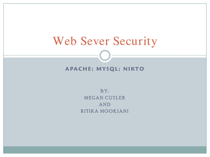 web sever security