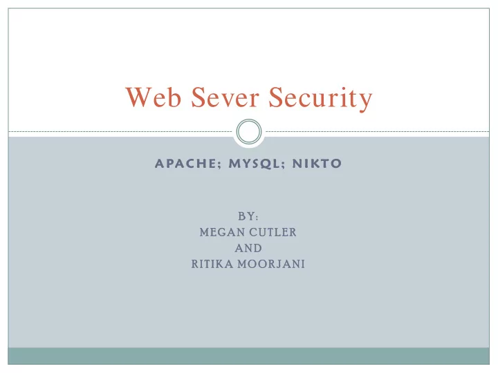 web sever security