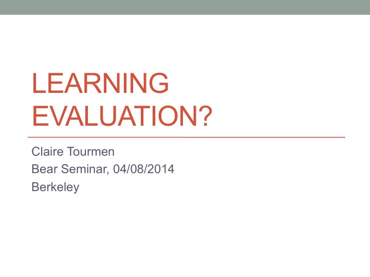 learning evaluation