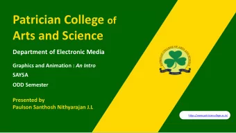 Arts and Science  Department of Electronic Media Graphics and Animation : An Intro  SAY5A  ODD
