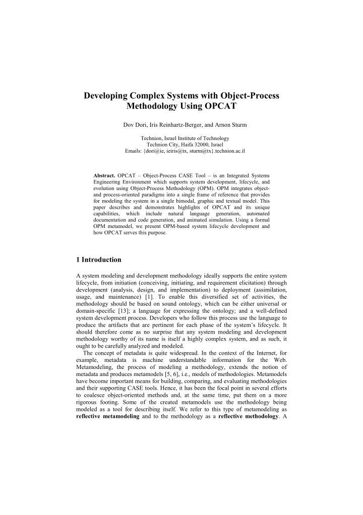 developing complex systems with object process