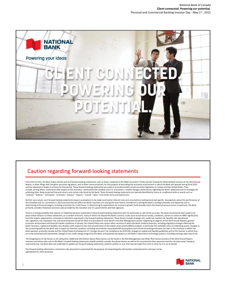 caution regarding forward looking statements