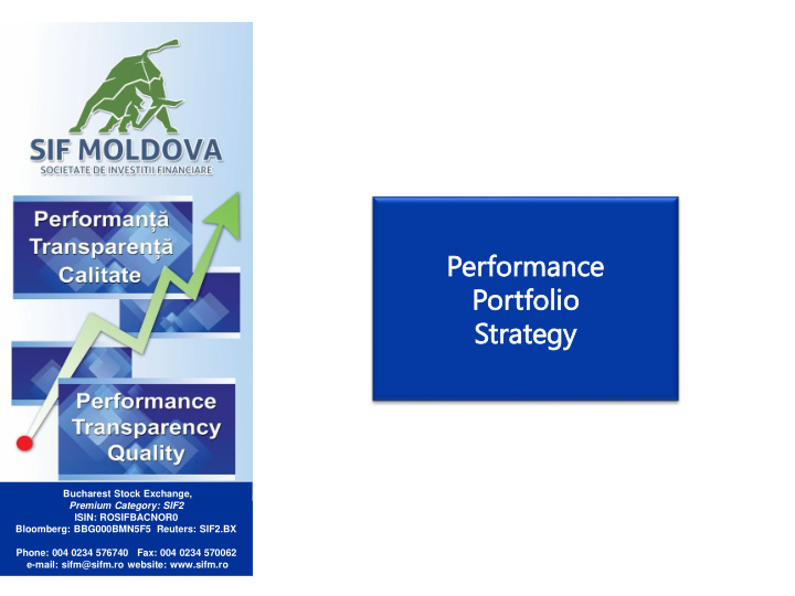 perform orman ance portfolio tfolio strat trategy egy