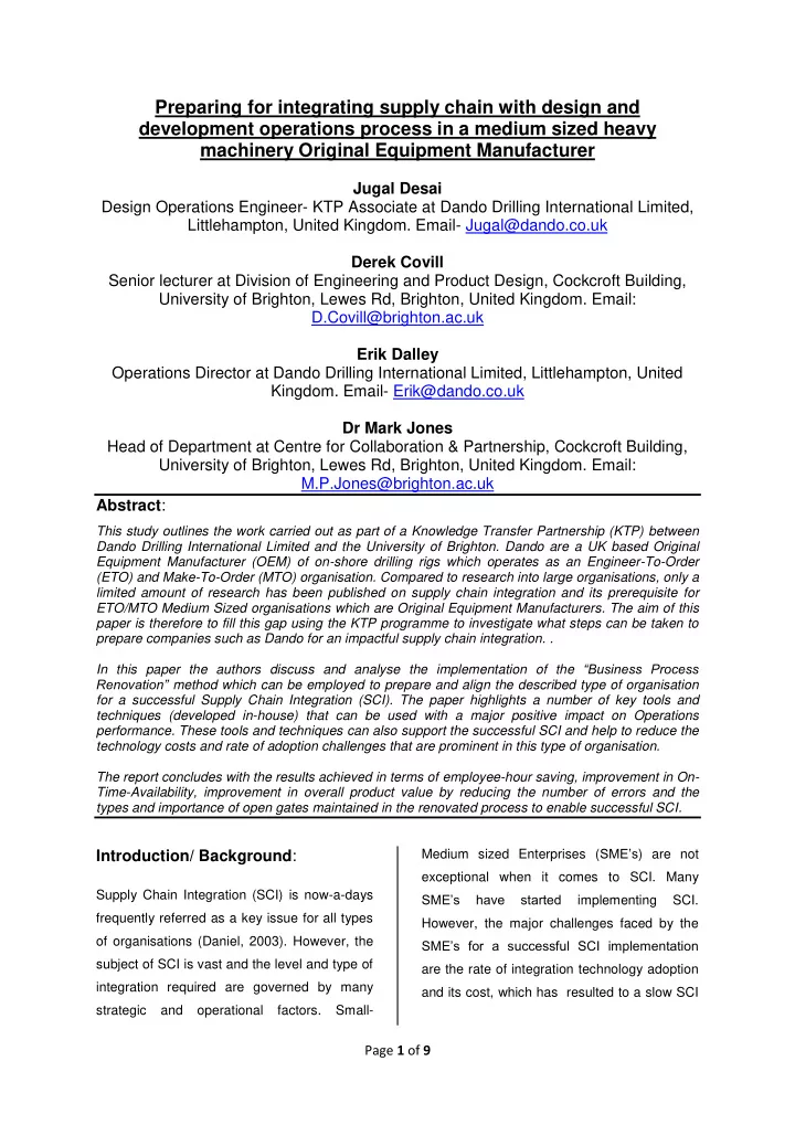 preparing for integrating supply chain with design and