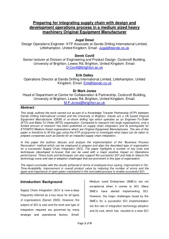 Preparing for integrating supply chain with design and  development operations process in a medium