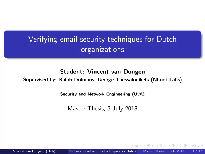 verifying email security techniques for dutch