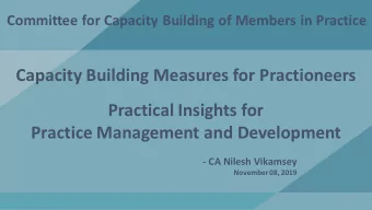 Capacity Building Measures for Practioneers  Practical Insights for  Practice Management and