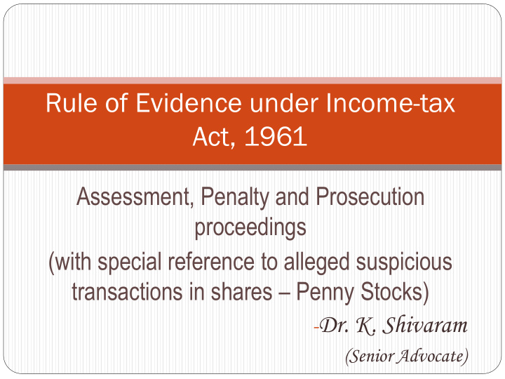 rule of evidence under income tax act 1961