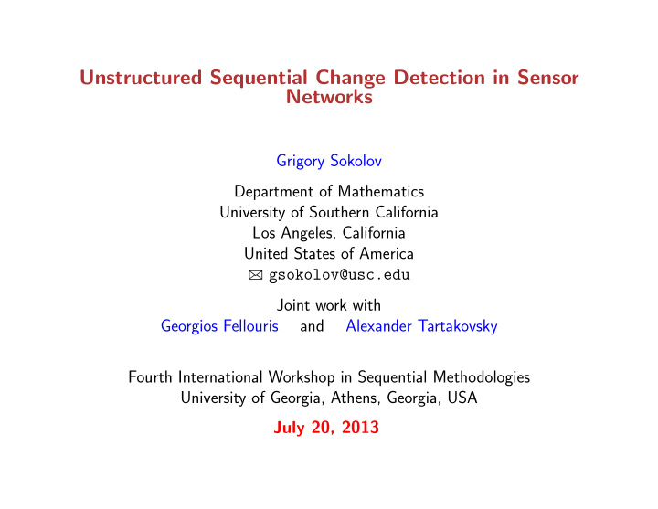 unstructured sequential change detection in sensor