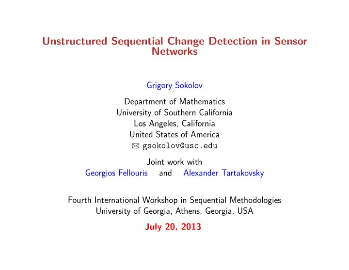 unstructured sequential change detection in sensor