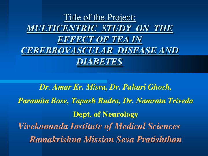 title of the project multicentric study on the effect of
