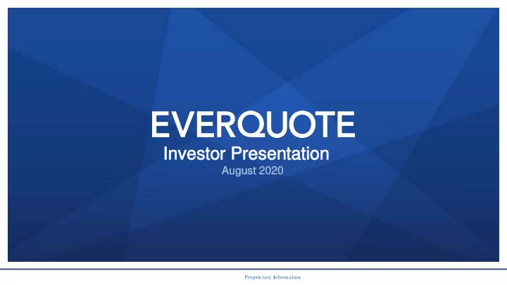 investor presentation investor presentation