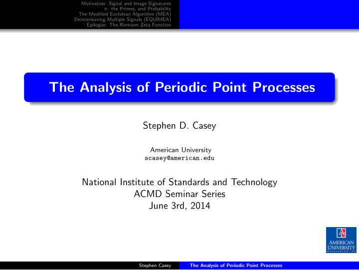 the analysis of periodic point processes