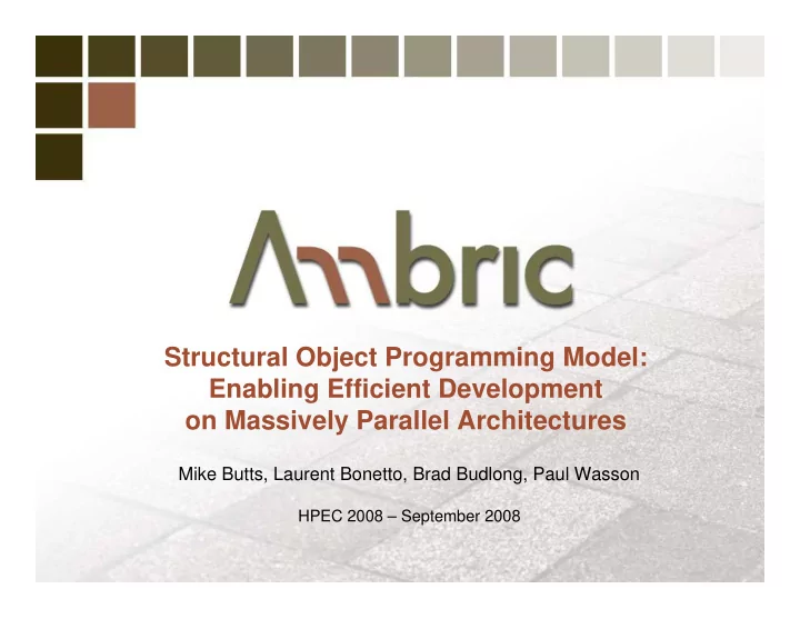structural object programming model enabling efficient
