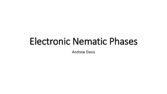 Electronic Nematic Phases  Andrew Davis Preliminaries  Fermi Liquid Theory  Begin with free