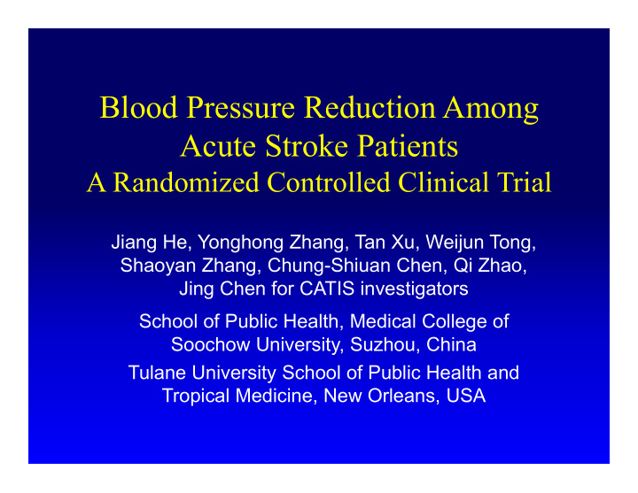 blood pressure reduction among acute stroke patients