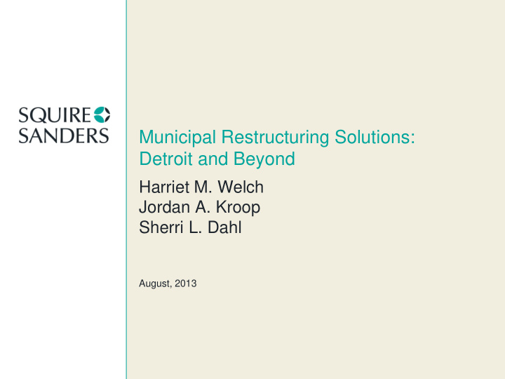 municipal restructuring solutions